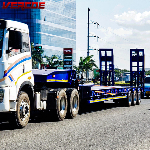 3 Axles 14 Meters Gooseneck Lowbed Semi-Trailer